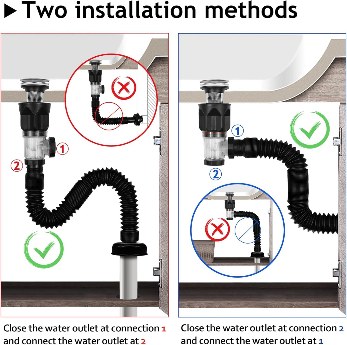 🔥LAST DAY 49% OFF - 🛠️🚰 Bathroom Sink Drain Kit with Flexible Anti-Odor P-Trap