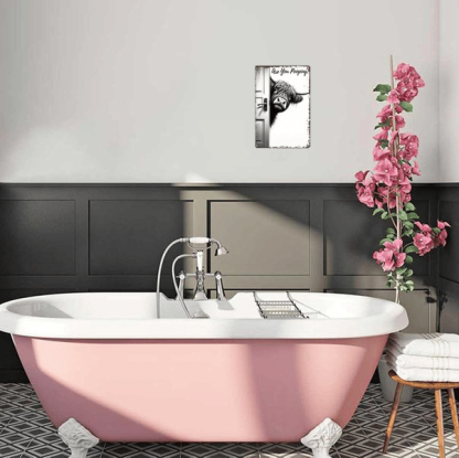 Vintage Highland Cow Sign – Funny"Are You Pooping?" Wall Decor😂