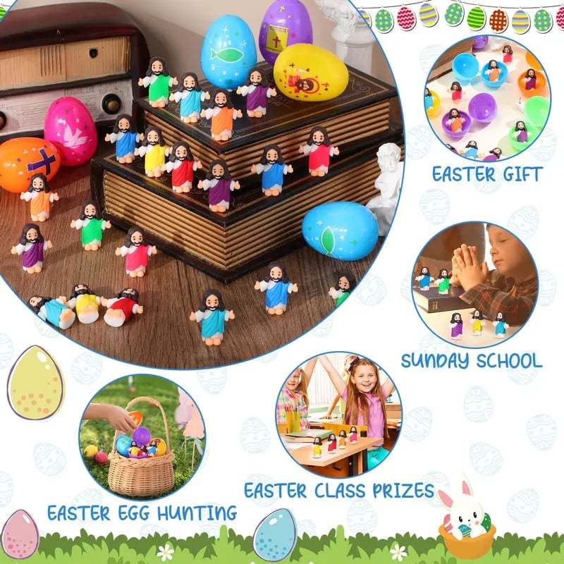 ✝️Christian Easter Surprise Eggs: Pre‐Filled Eggs with Mini Jesus Figures – Share Hope & Faith This Spring🌸