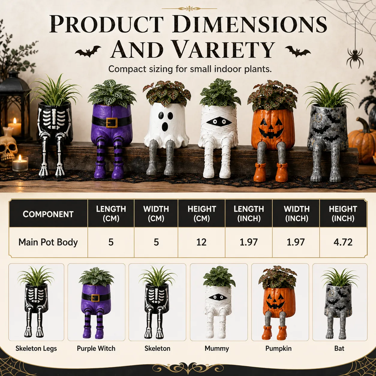 💀🎃Halloween Whimsical Hanging Leg Planter Hand-Painted Resin Succulent Pot💐(BUY 2 FreeShipping）