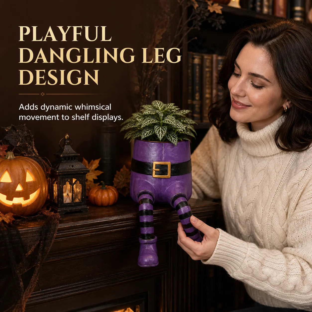💀🎃Halloween Whimsical Hanging Leg Planter Hand-Painted Resin Succulent Pot💐(BUY 2 FreeShipping）