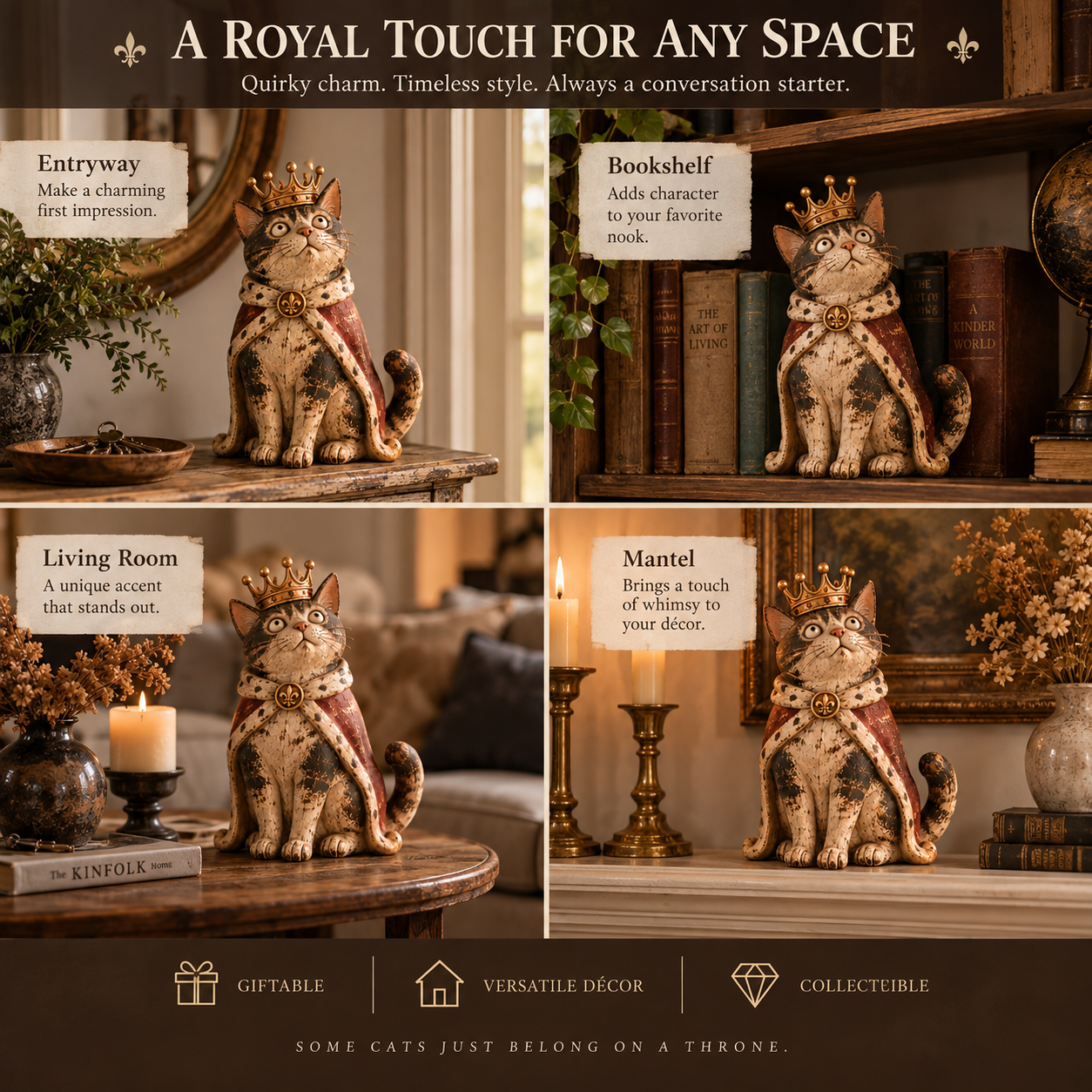🔥50% Off Last Day🐈 Medieval Cat Court — Whimsical Vintage Cat Figurines