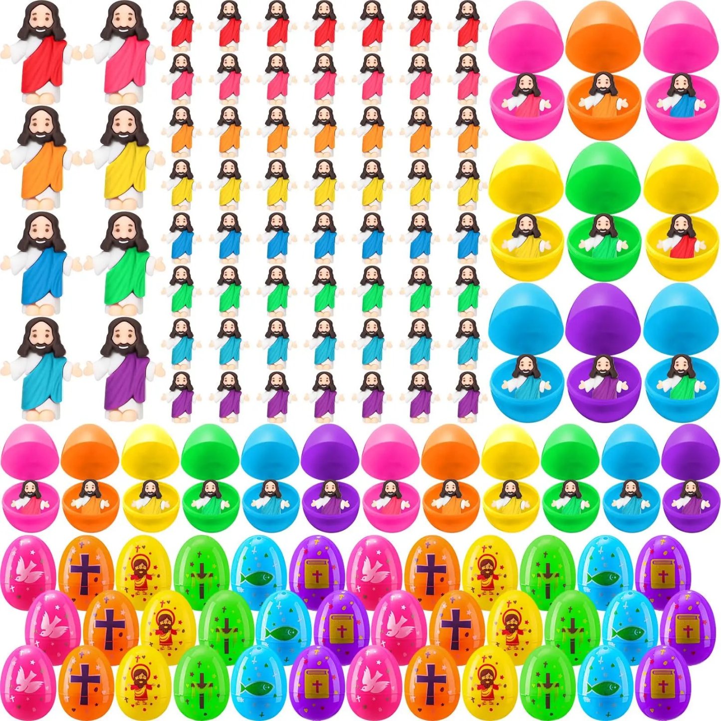 ✝️Christian Easter Surprise Eggs: Pre‐Filled Eggs with Mini Jesus Figures – Share Hope & Faith This Spring🌸