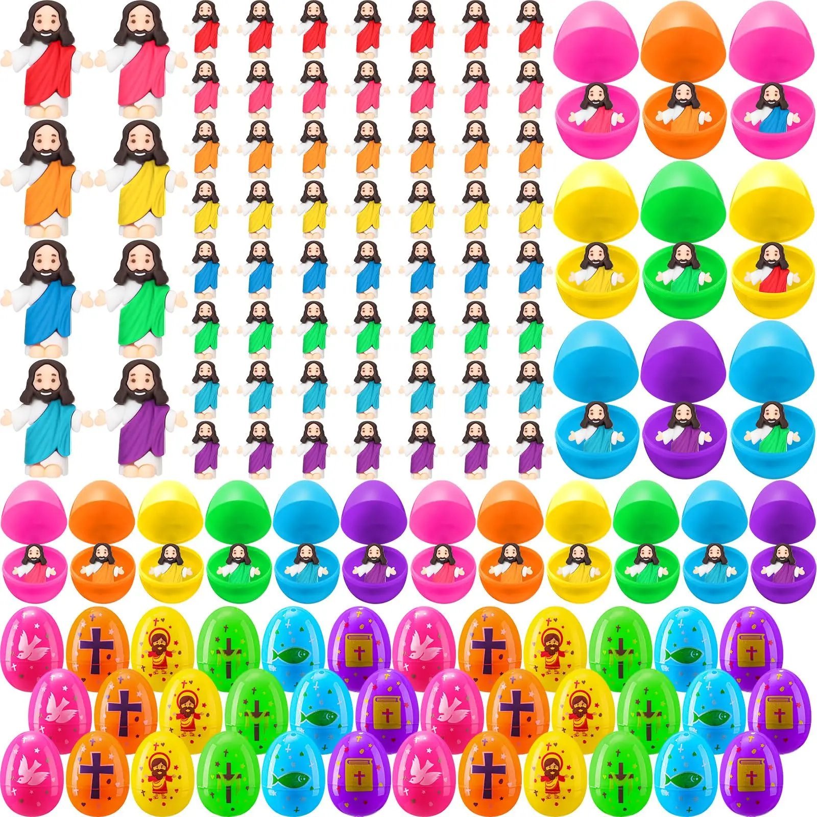 ✝️Christian Easter Surprise Eggs: Pre‐Filled Eggs with Mini Jesus Figures – Share Hope & Faith This Spring🌸