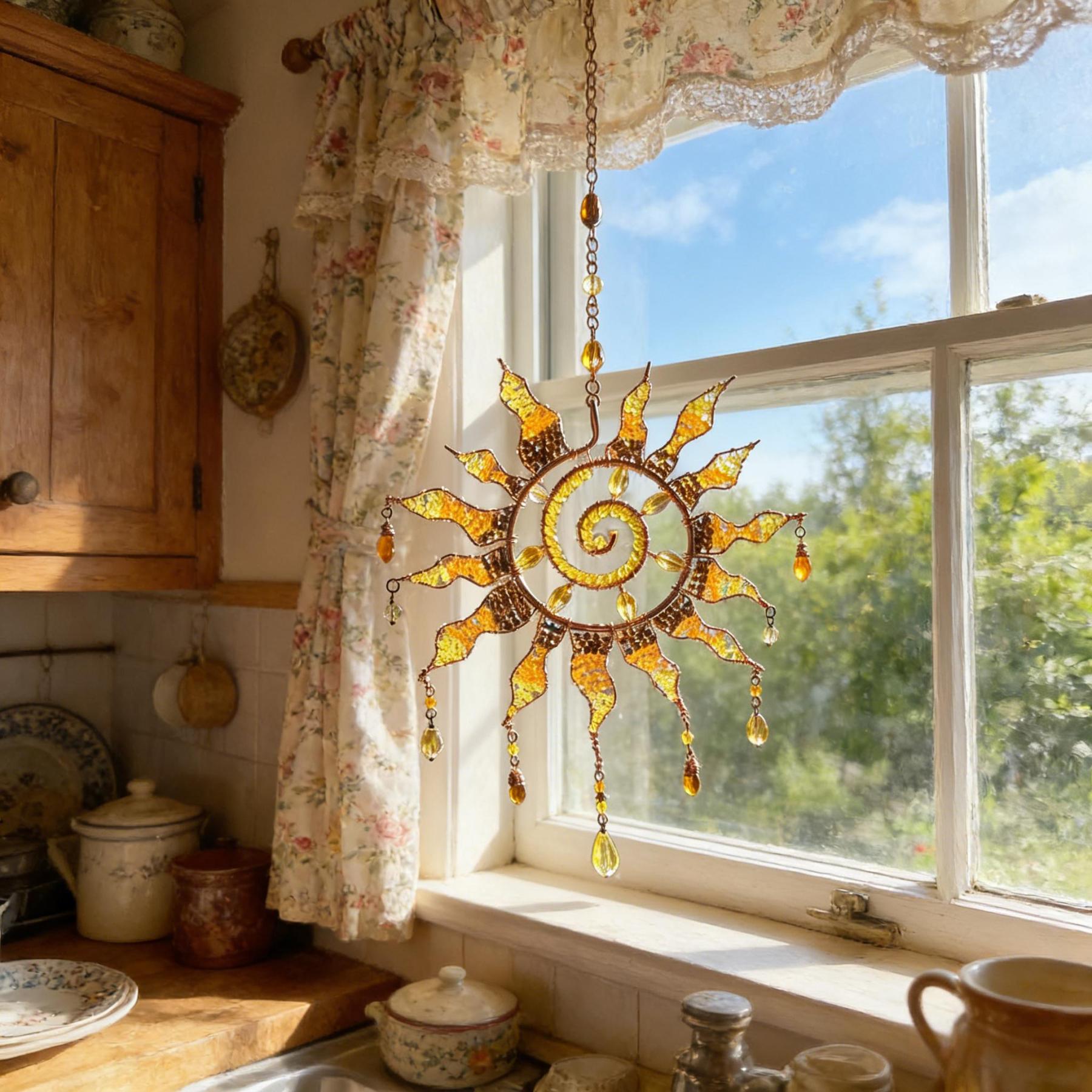 Sun Spiral Crystal Suncatcher – Handcrafted Bohemian Light Catcher