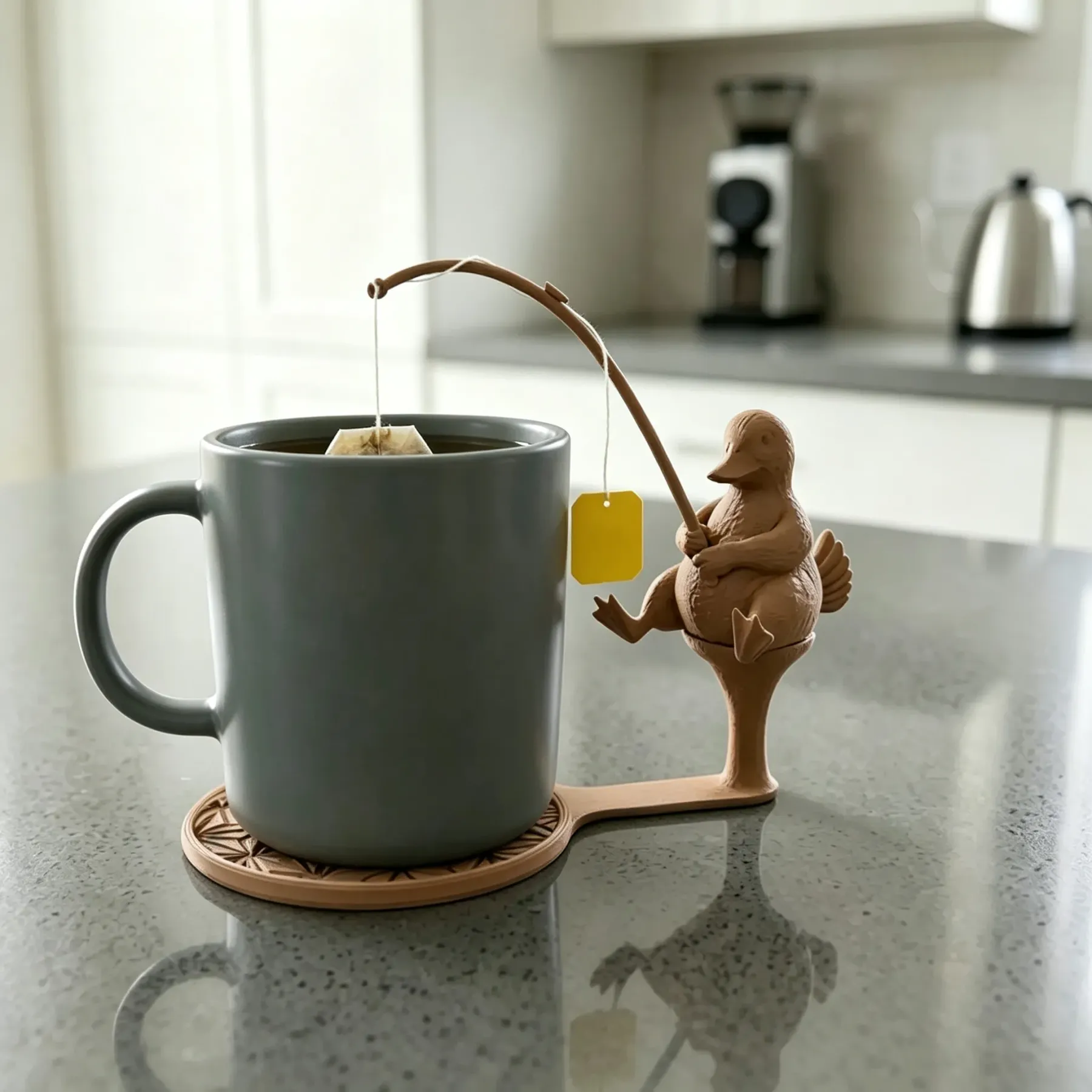 🔥Last Day BUY 3 GET 1 FREE🎣 Fishing Friends Teabag & Spoon Holder | Cute Mug-Rim Companion with Teabag String Holder, Mini Spoon Rest & Coaster Function 🍵