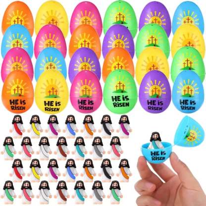 ✝️Christian Easter Surprise Eggs: Pre‐Filled Eggs with Mini Jesus Figures – Share Hope & Faith This Spring🌸