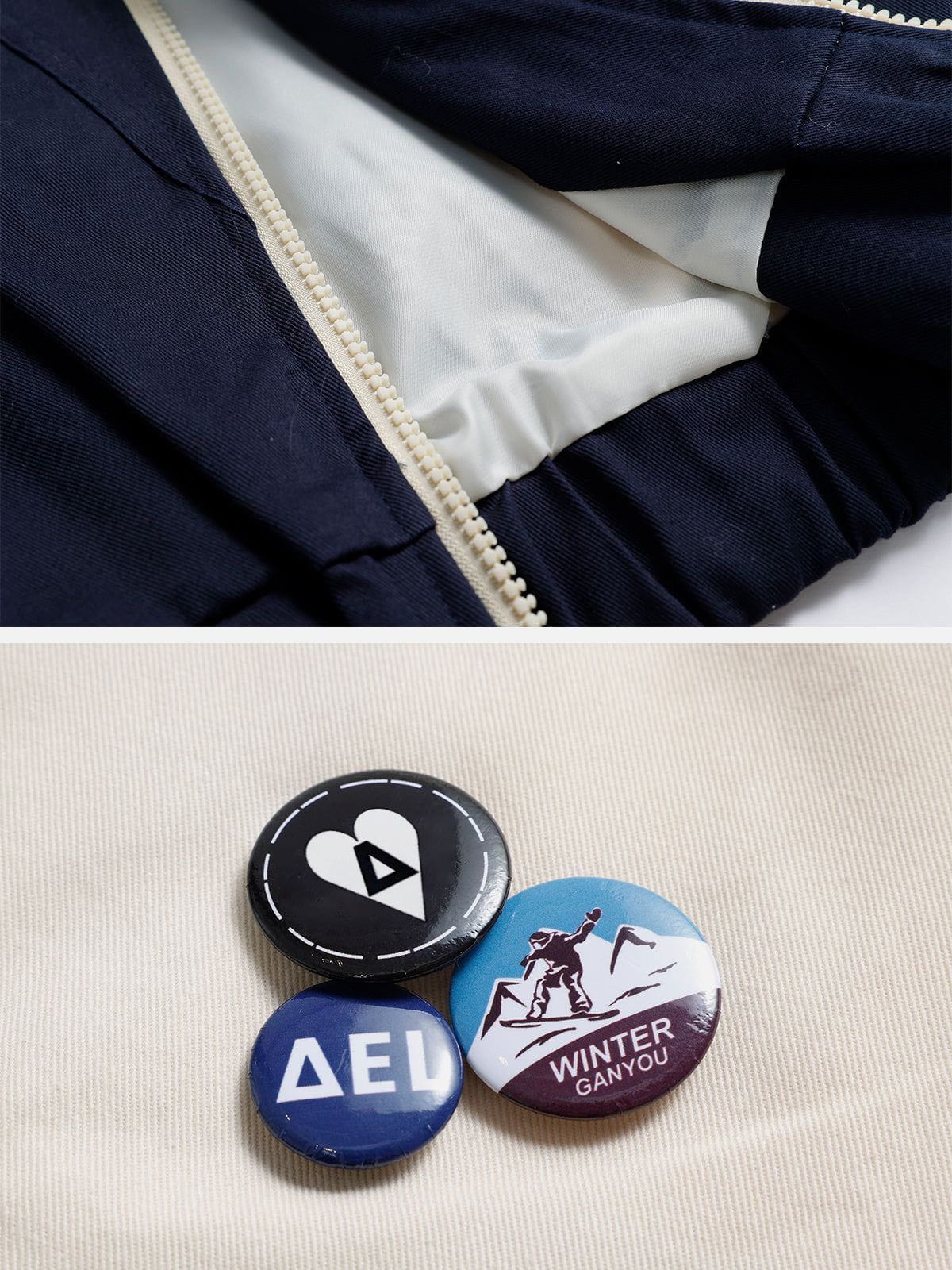  Colorblock Detachable Medallion Jacket