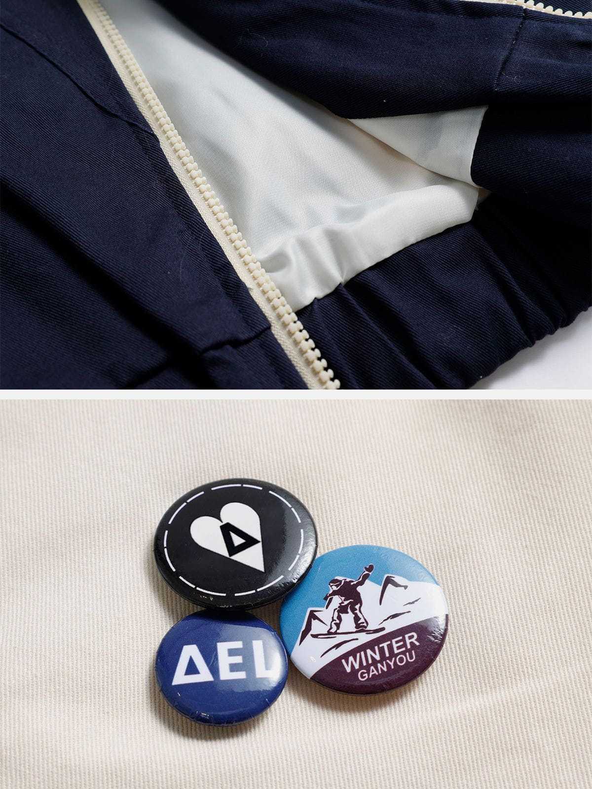 Colorblock Detachable Medallion Jacket