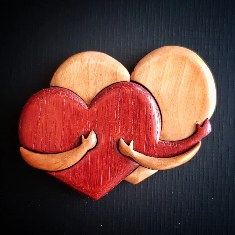 A Hug From My Heart For You - Handmade Pinback Button