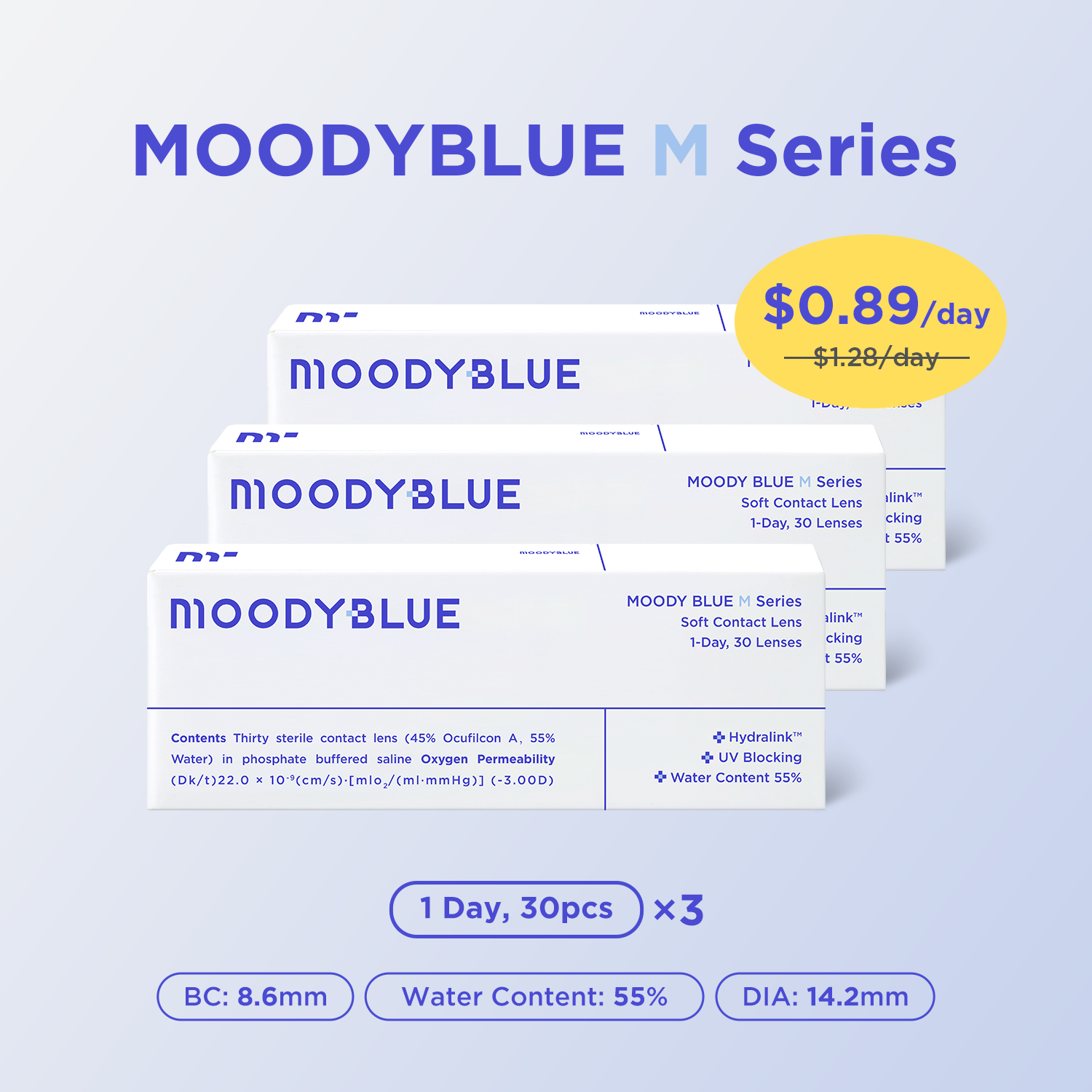 moodyPlus M Series Daily Contacts,30 pcs, 3 packs-moodylenses
