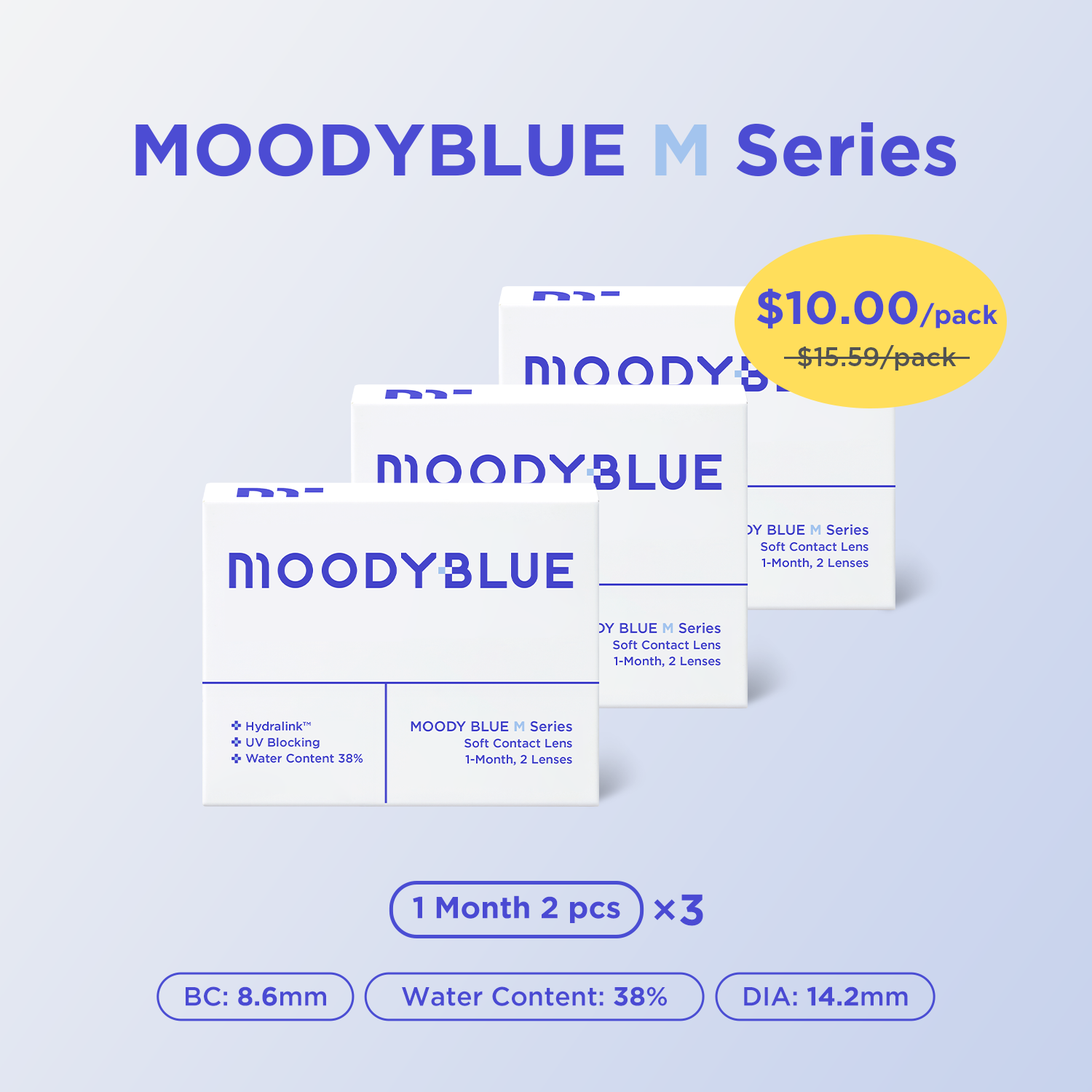 moody BLUE|1 Month,2 pcs,3 packs