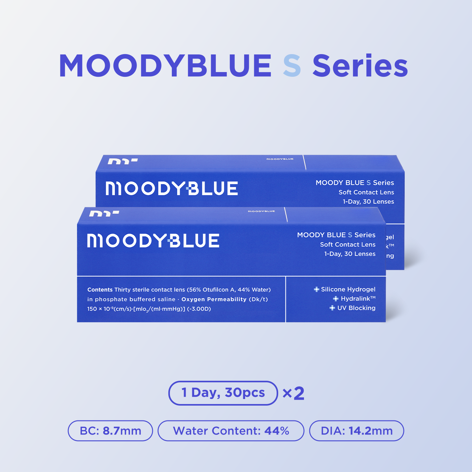 moody+S Series Daily Contacts,30 pcs, 2 packs