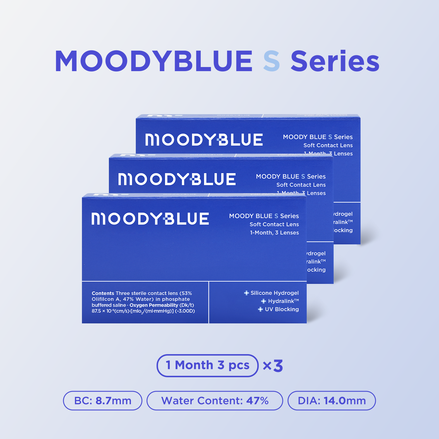 moodyPlus S Series Monthly Contacts,3 pcs, 3 packs-moodylenses