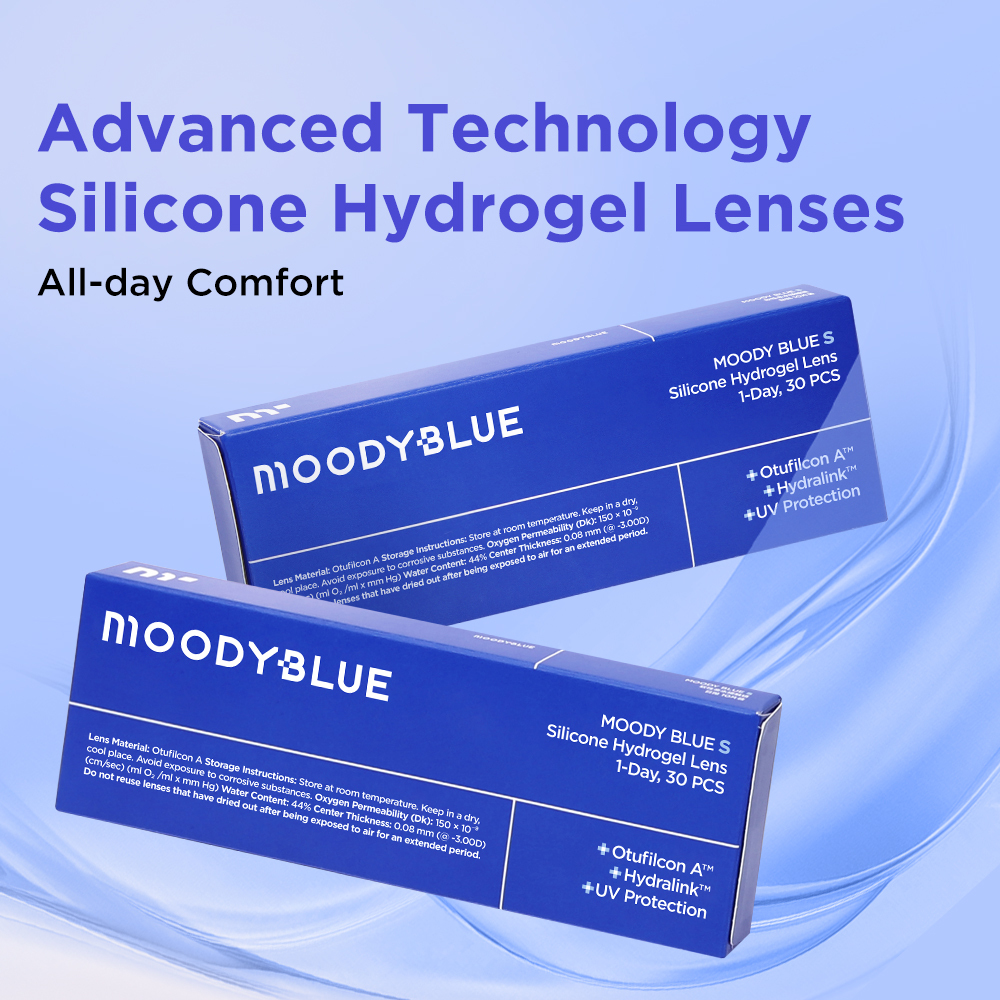 moody BLUE S Series Clear Contacts (Silicone Hydrogel) | 1 Day, 30 pcs