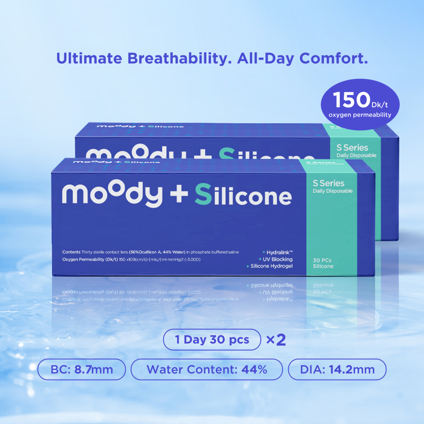 moodyPlus S Daily Contacts,2pack