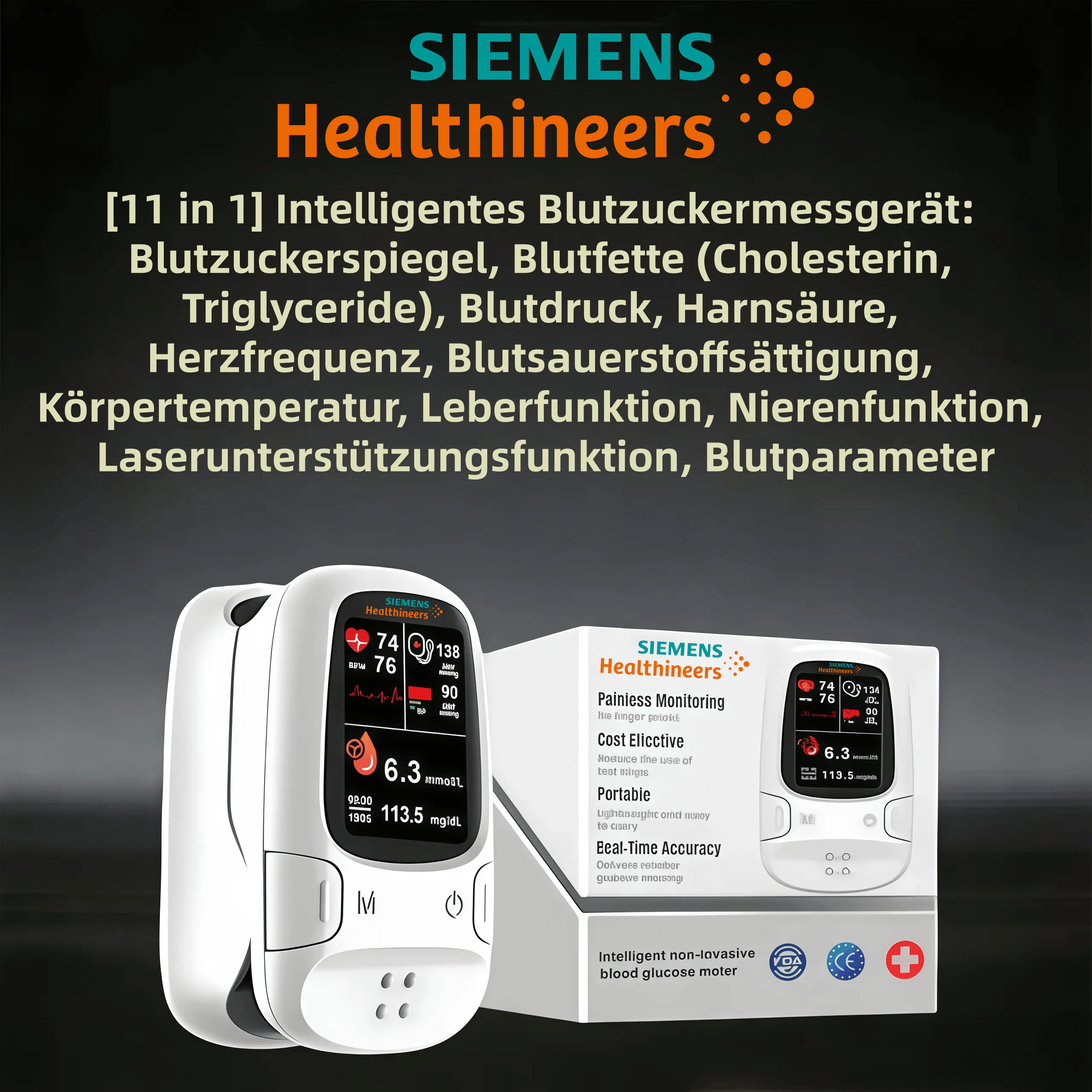 Siemens™ präsentiert neues, nicht-invasives, intelligentes Blutzuckermessgerät 🔥Hergestellt in den USA🔥