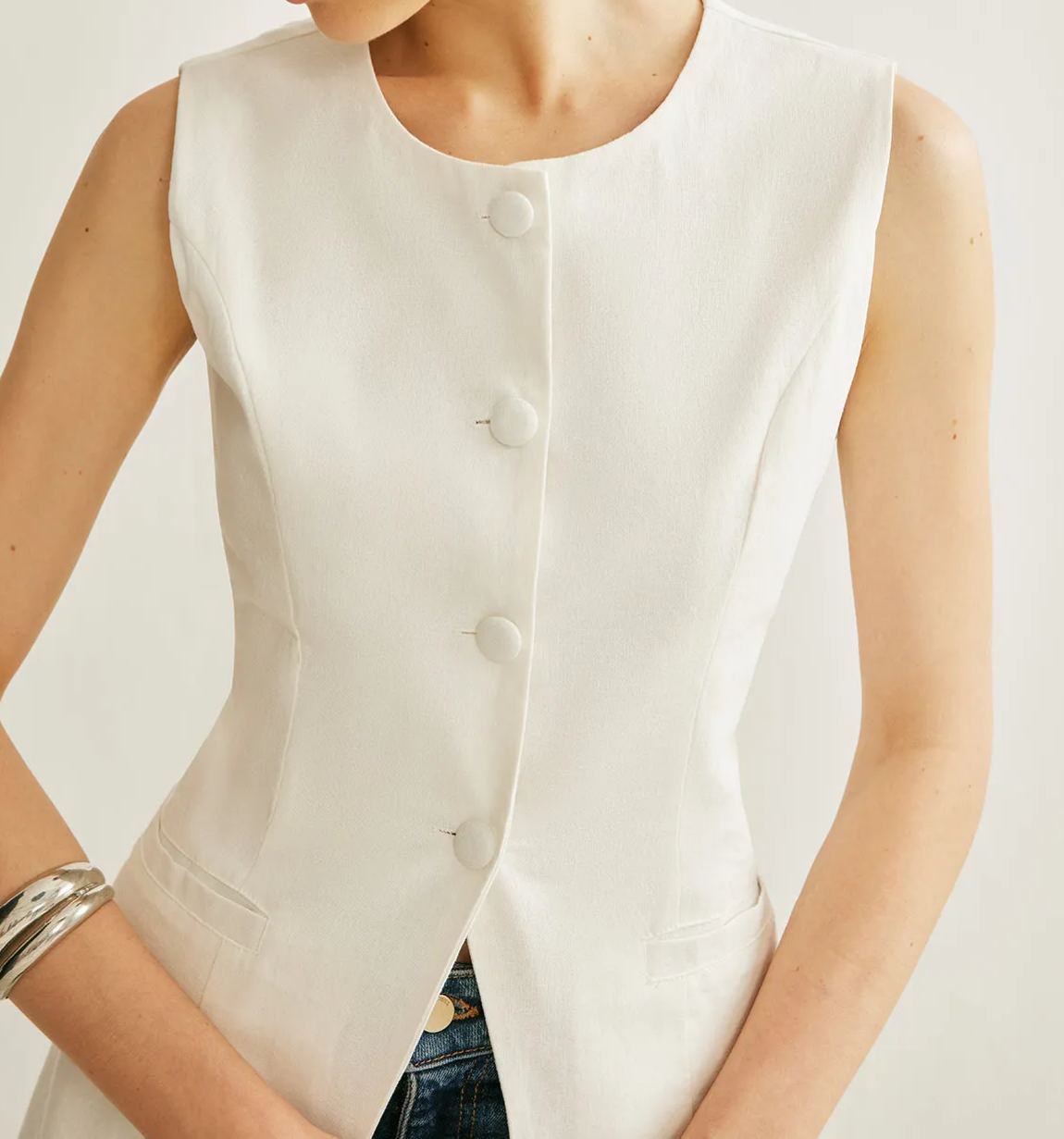 Button Detail Sleeveless Vest