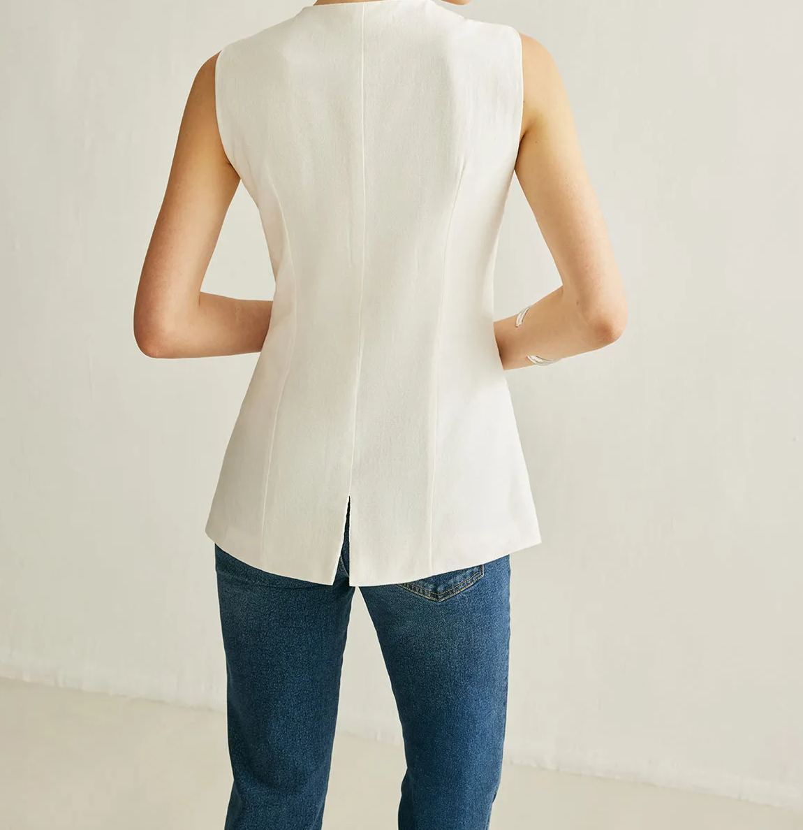 Button Detail Sleeveless Vest