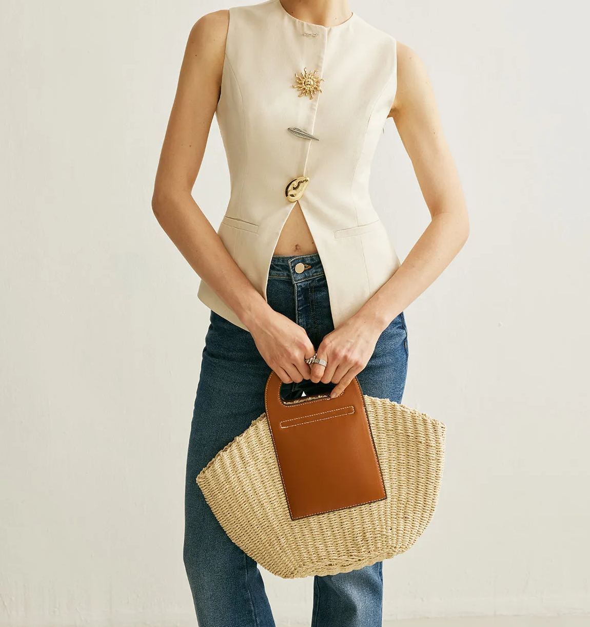 Metal Detail Split Vest