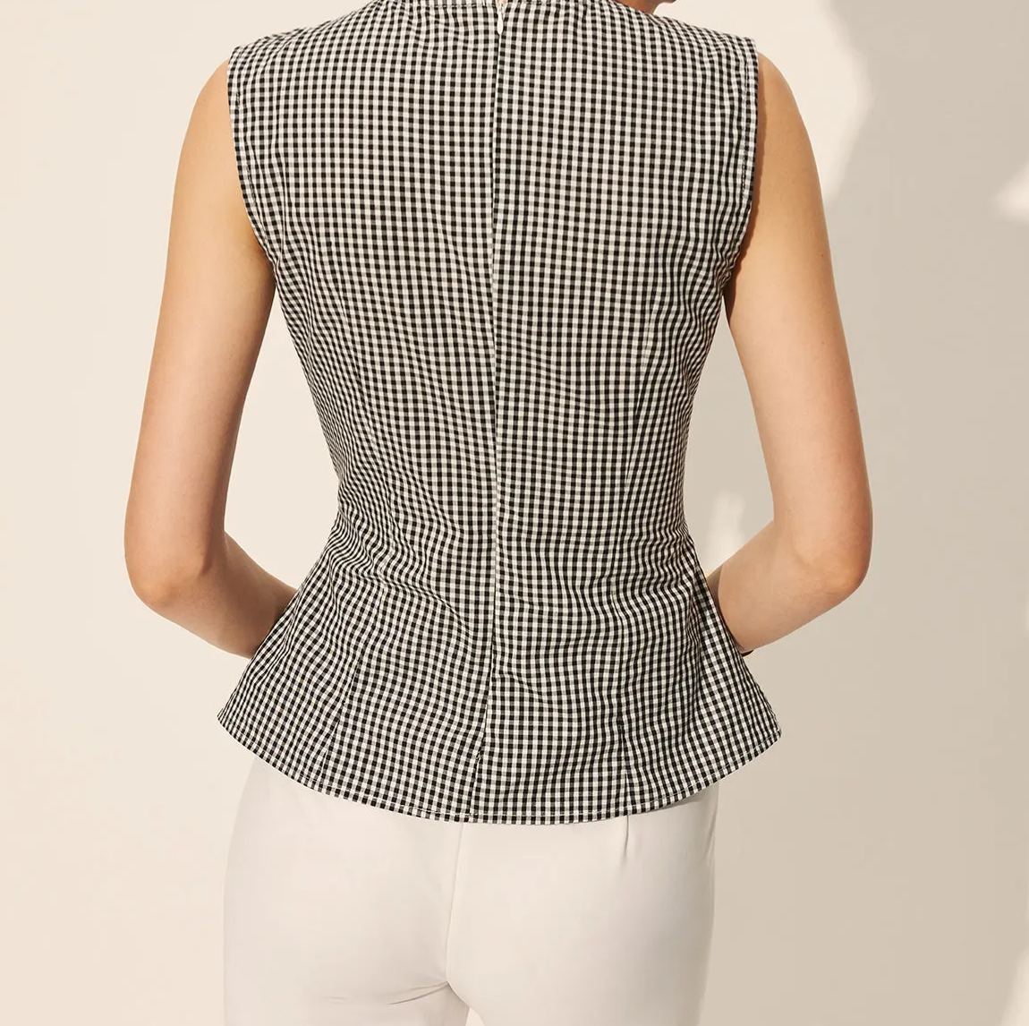 Gingham Ruched Sleeveless Top