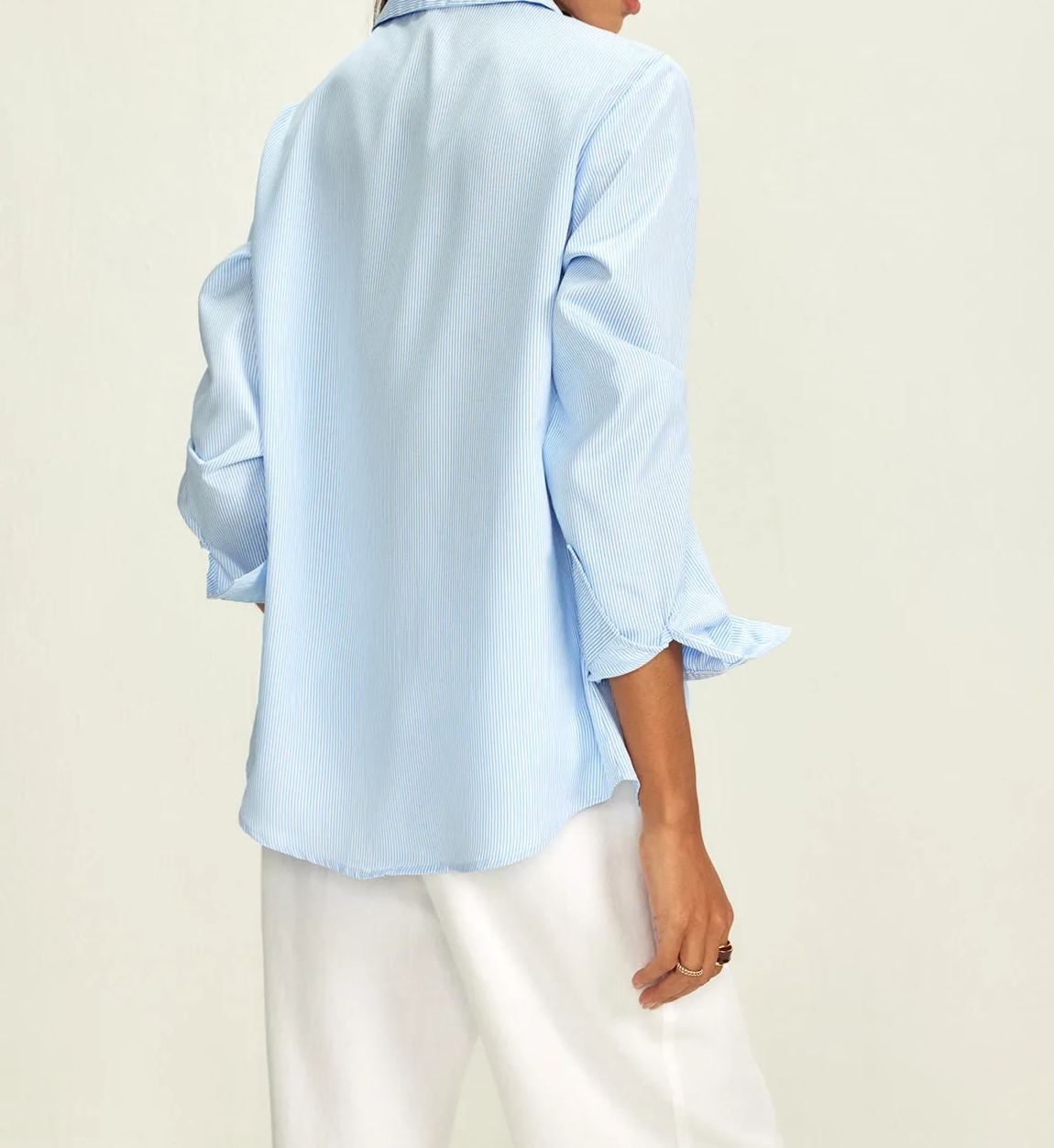 Lapel Pinstripe Versatile Shirt