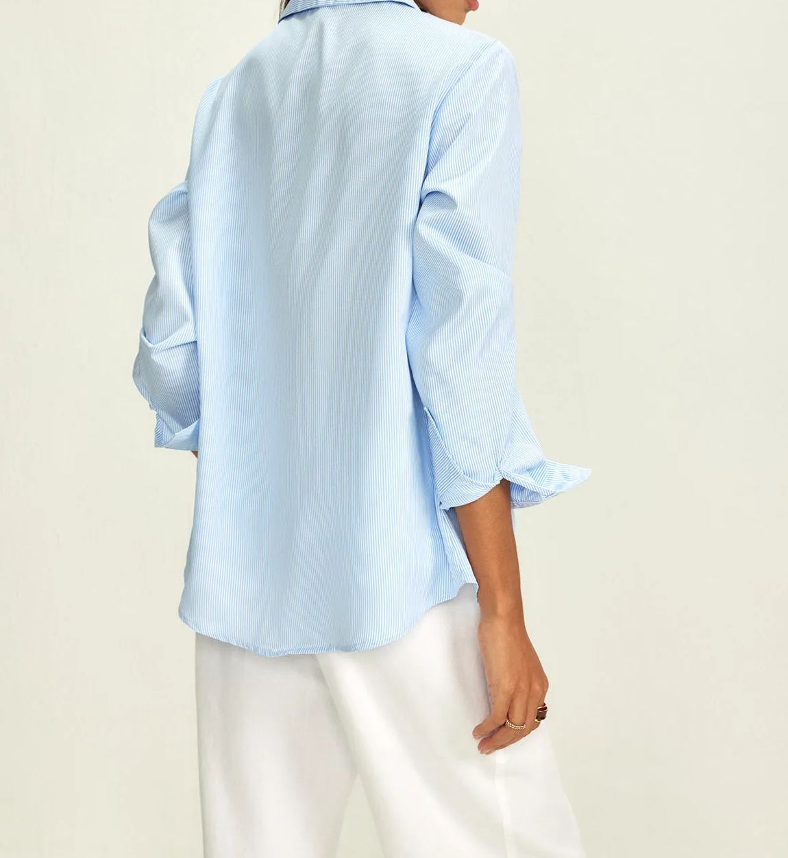 Lapel Pinstripe Versatile Shirt