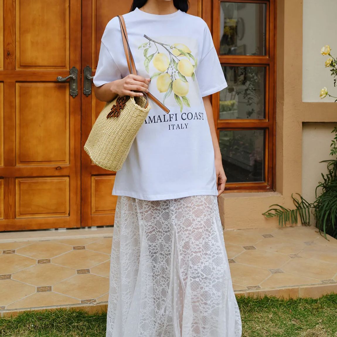 Cotton Print Oversized T-Shirt