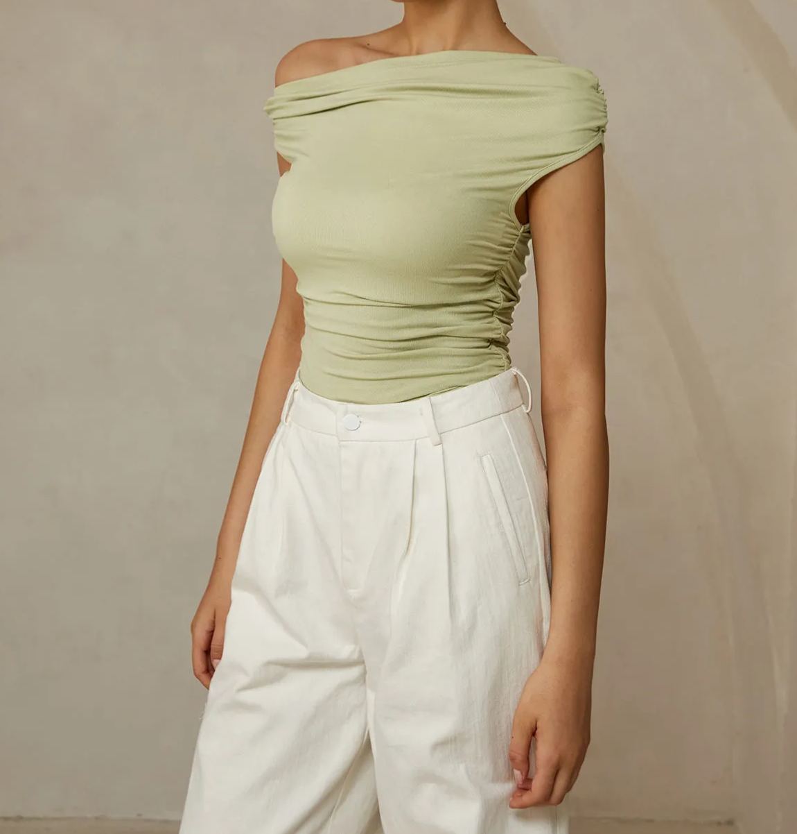Asymmetrical Neck Sleeveless T-Shirt