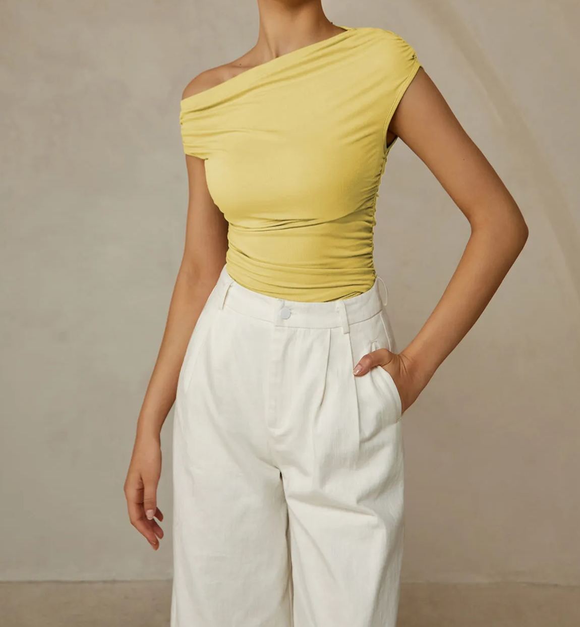 Asymmetrical Neck Sleeveless T-Shirt