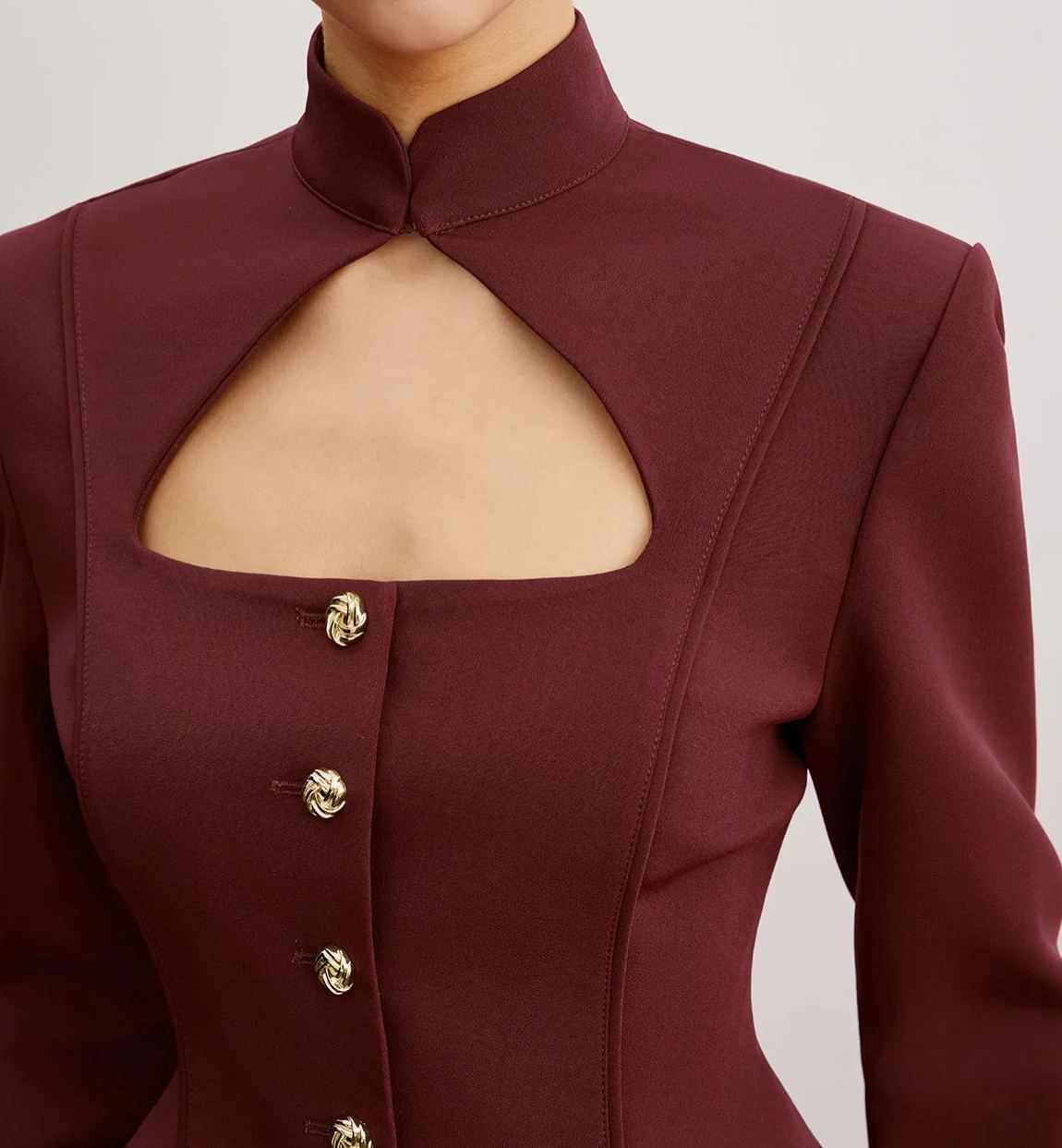 Cutout Slim Blazer With Shoulder Pads