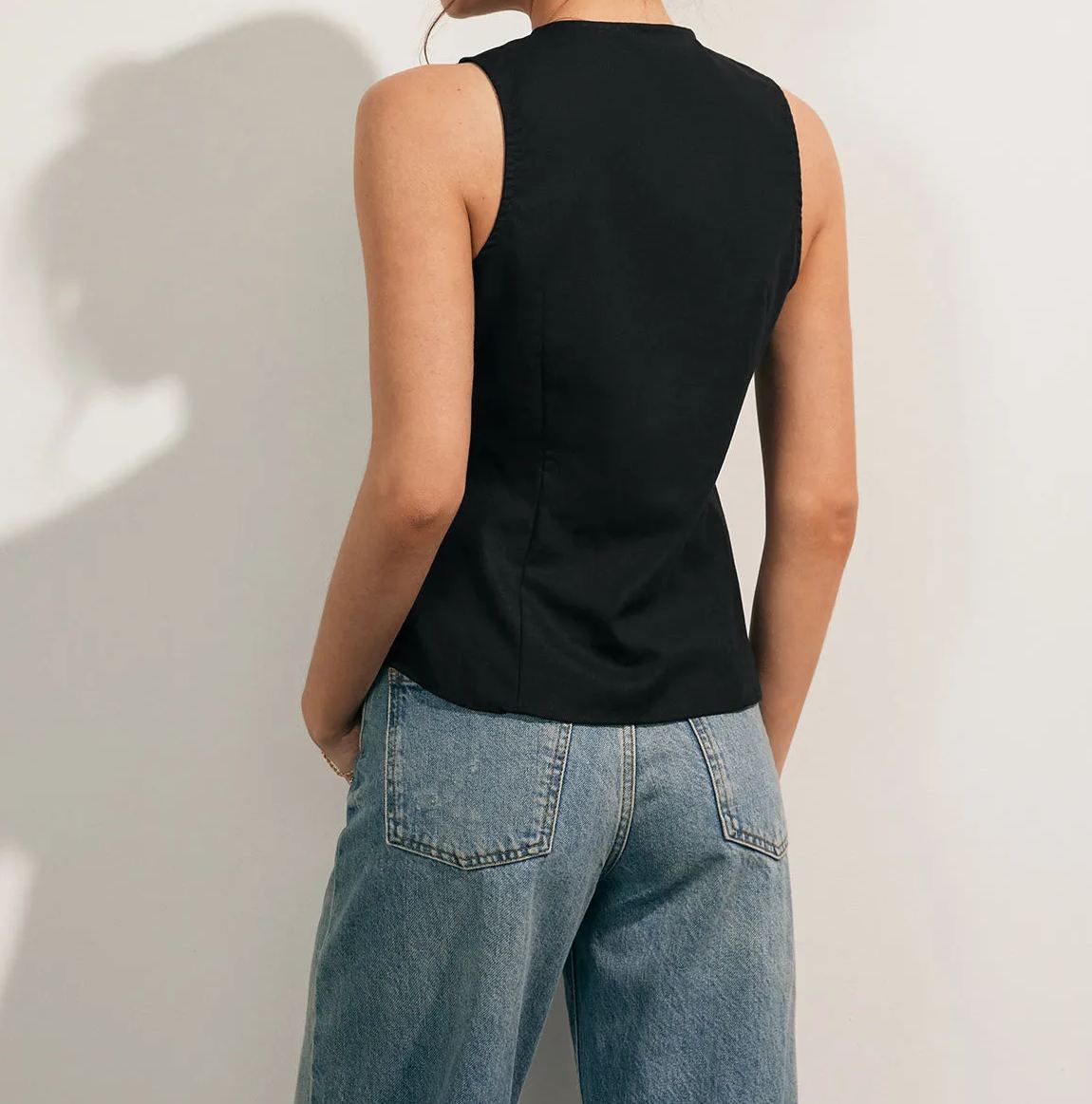 Linen Blends Button Up Tank Top