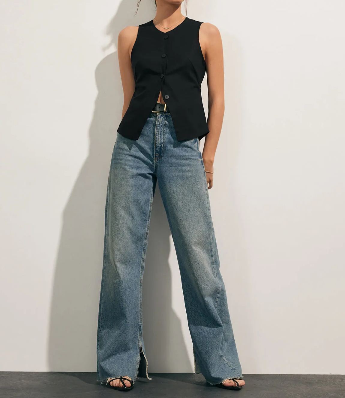 Linen Blends Button Up Tank Top