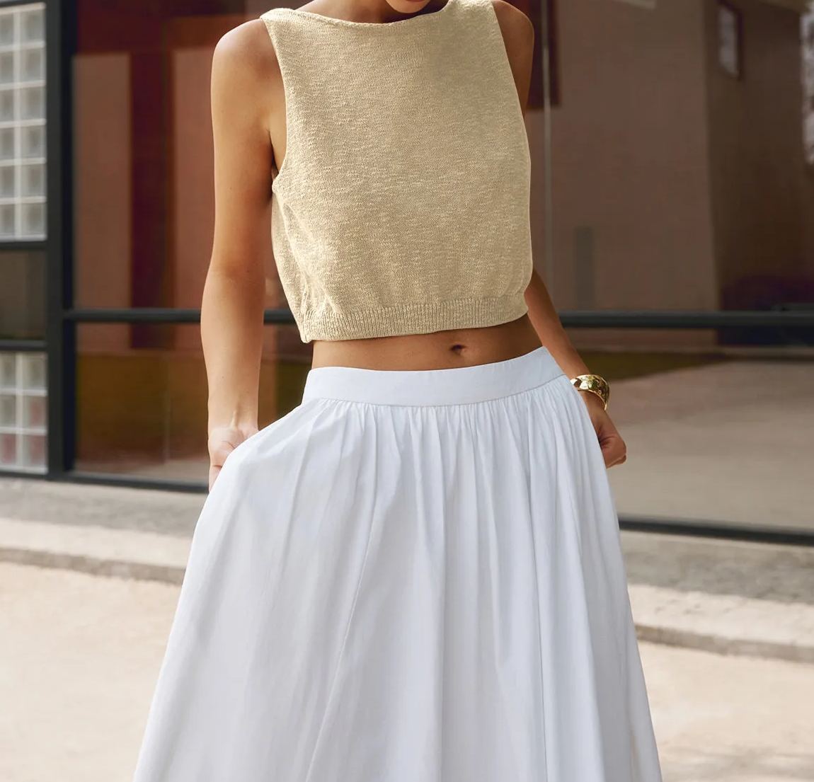 Cotton Blends Crop Tank Top