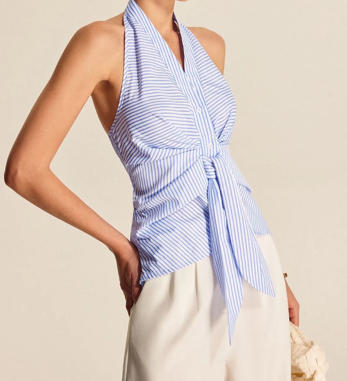 Striped Halter Tie Top