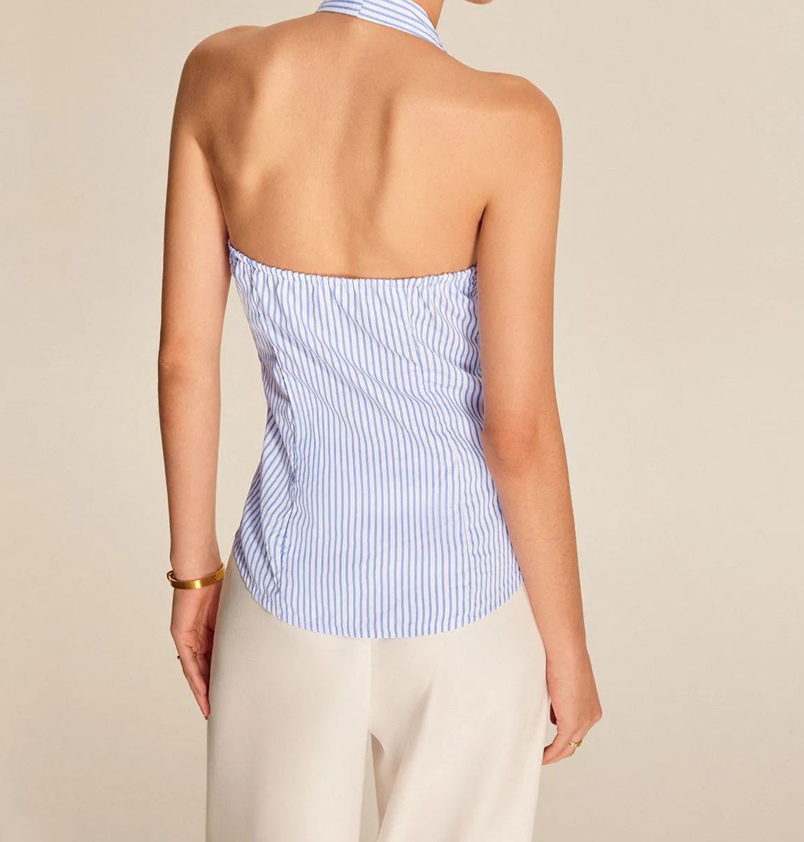 Striped Halter Tie Top