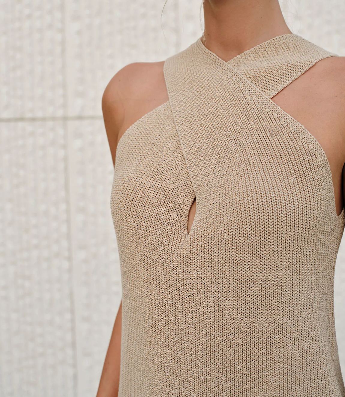 Halter Cross-Over Collar Tank Top
