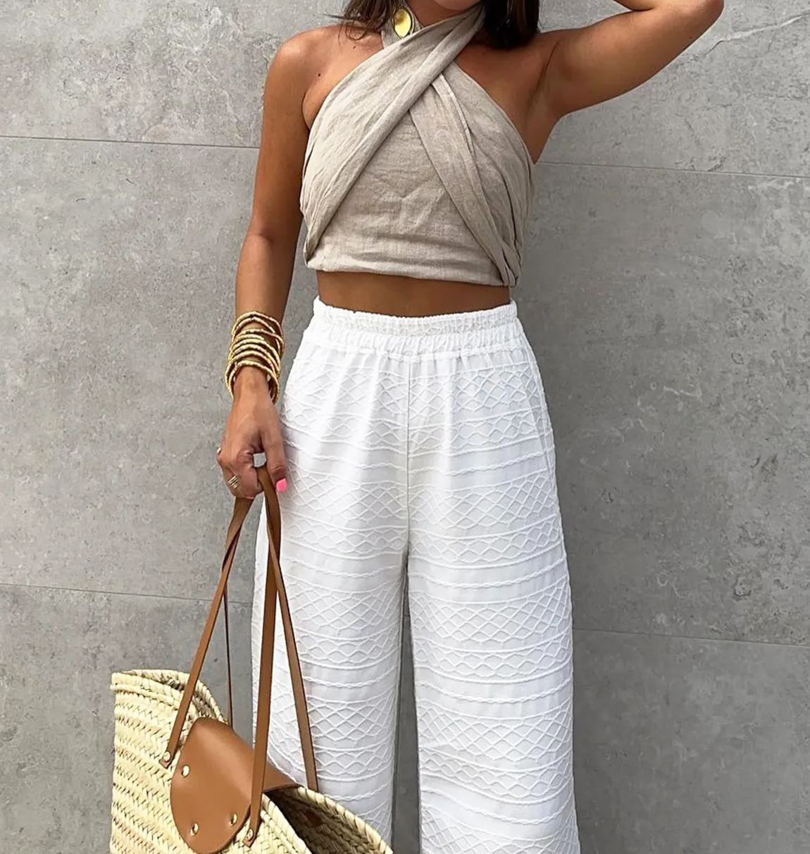 Cotton & Line Crisscross Halter Tank Top