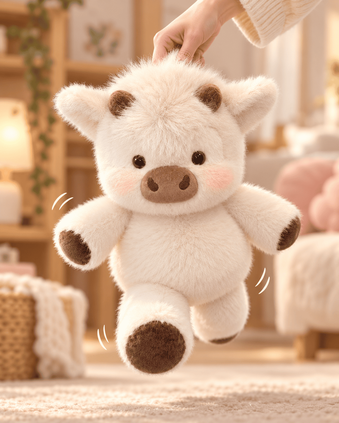 Cute cow plush running motion