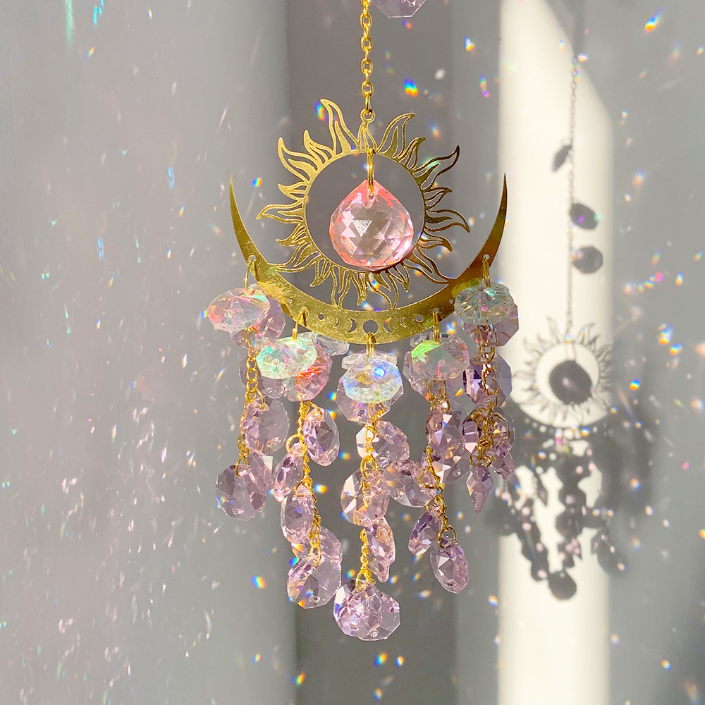 Crystal sun and moon pendant