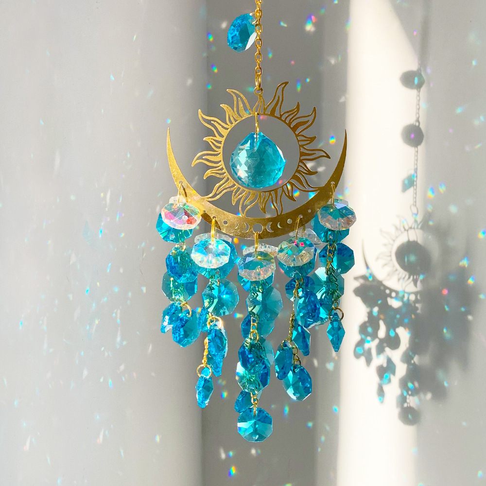 Crystal sun and moon pendant