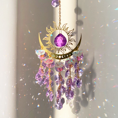 Crystal sun and moon pendant