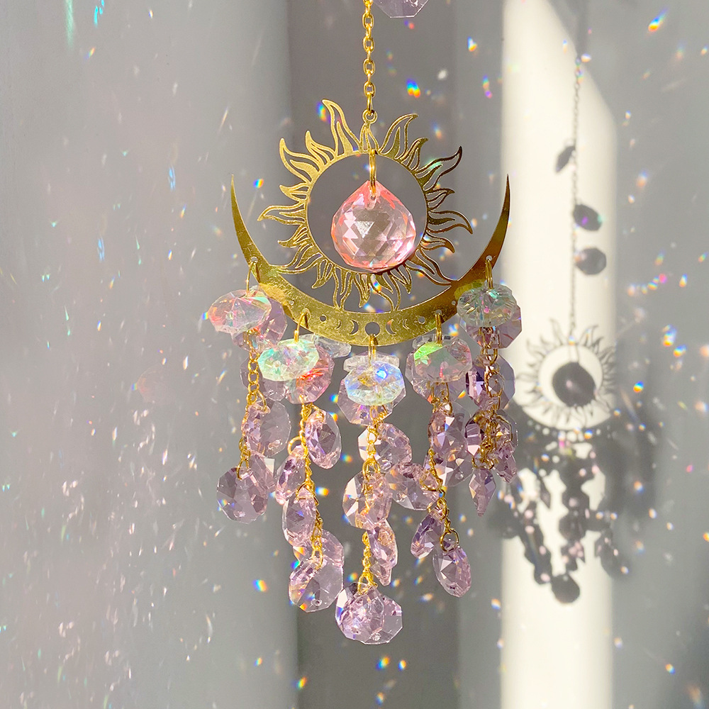 Crystal sun and moon pendant