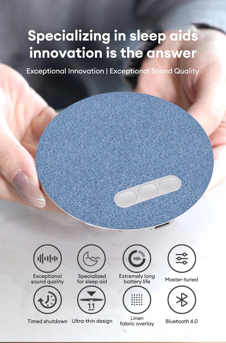 HYUNDAI S1 Ultra-Thin Bluetooth Pillow Speaker with Bluetooth 6.0, 3D White Noise, Soft Immersive Sound Field, Pillow CD Player for Bedtime Music & Audiobooks, Headphone-Free Sleep Speaker, Compatible with Android & iOS