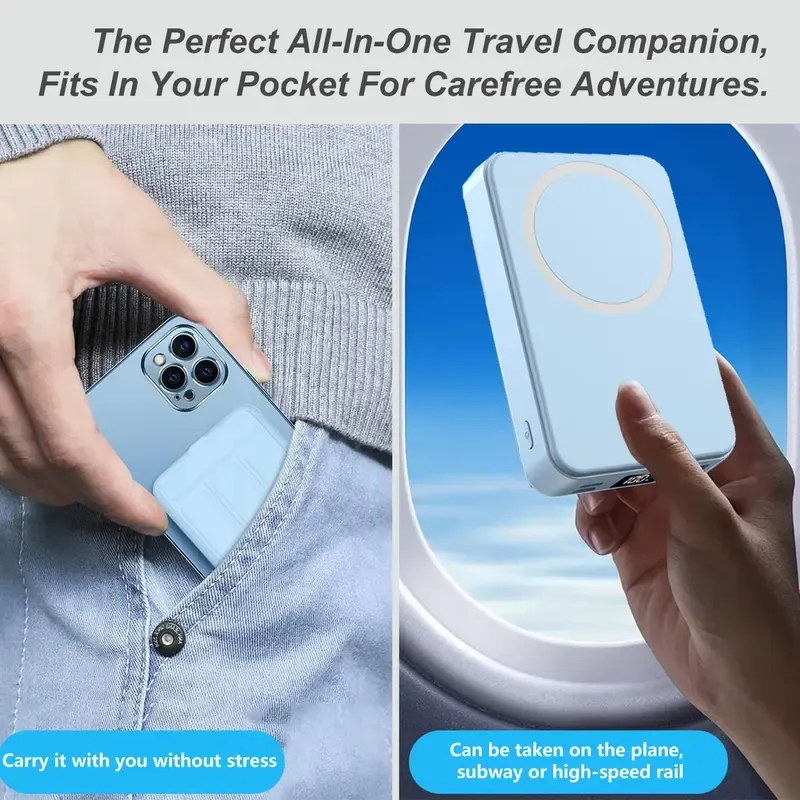 10000 mAh Wireless Fast Charging Power Bank with Magnetic Bracket