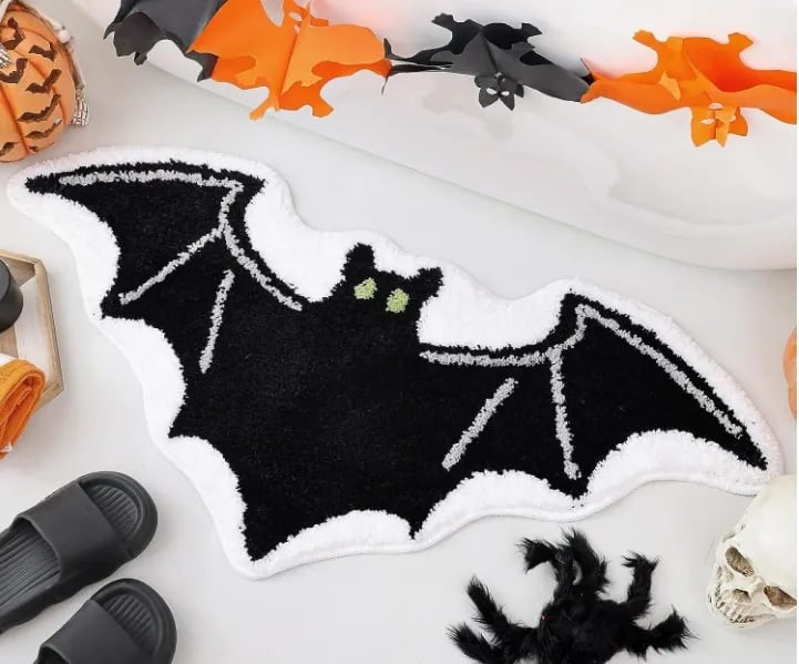🦇"UNWELCOME"Bat Doormat⏰Halloween Flocked Carpet Atmosphere Decoration👻🖤