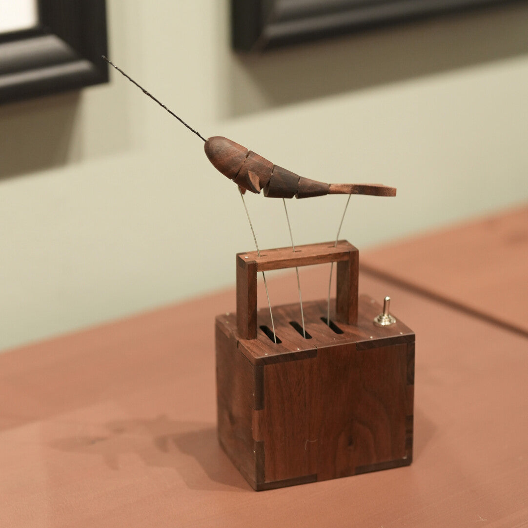 Artisan Wooden Whale Narwhale Automaton