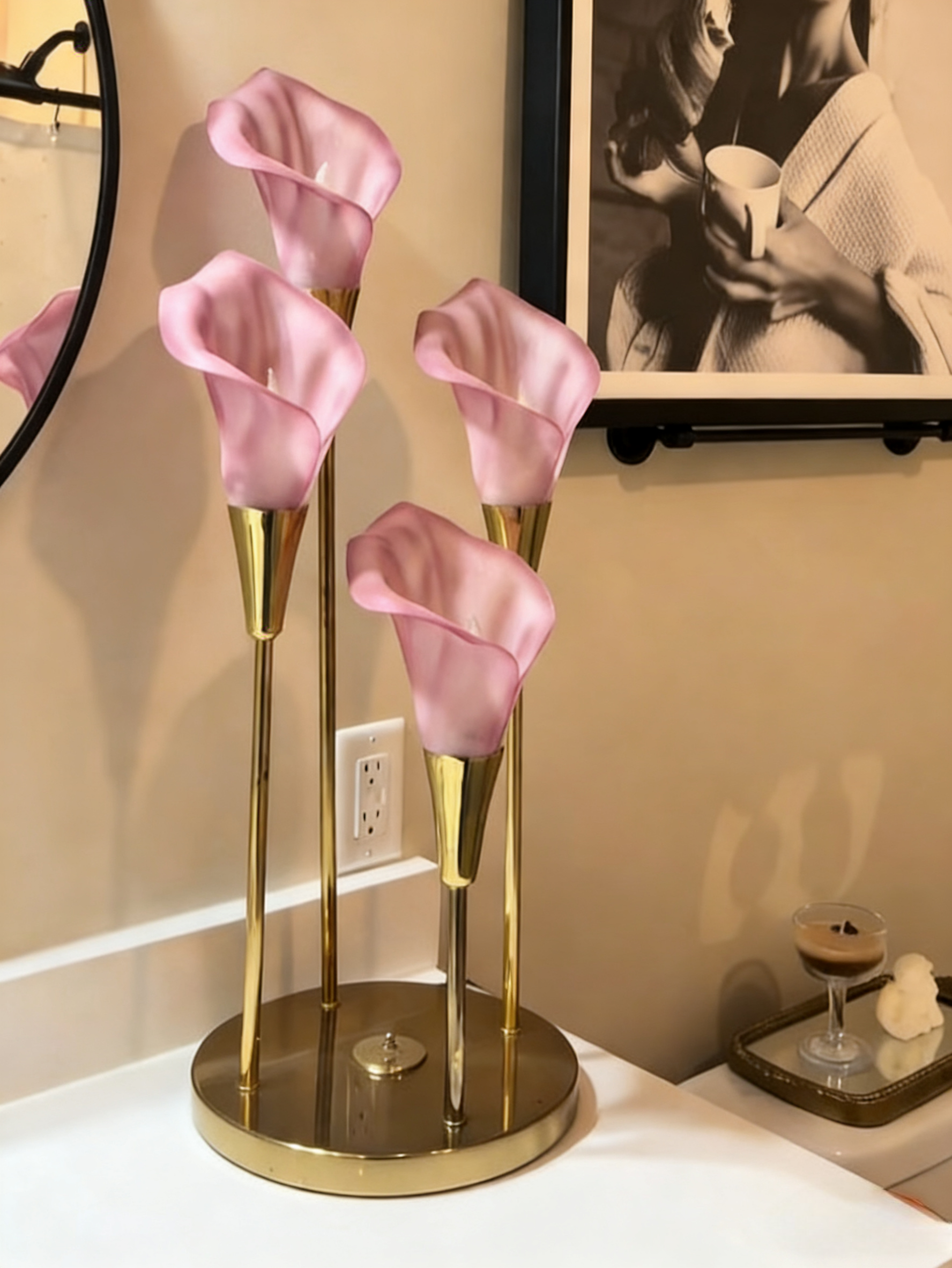 Retro and luxurious calla lily floral art lamp