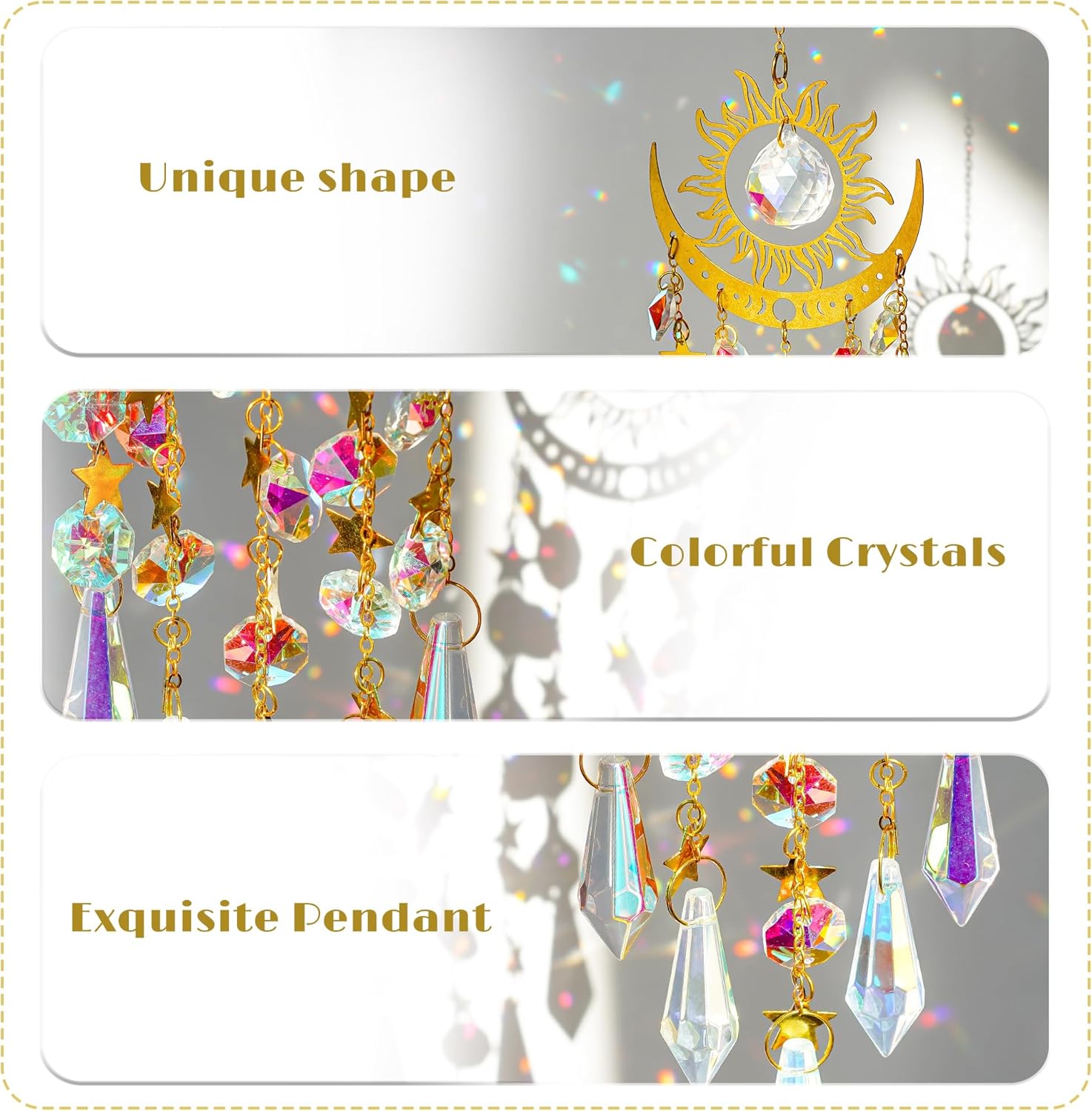 Crystal sun and moon pendant