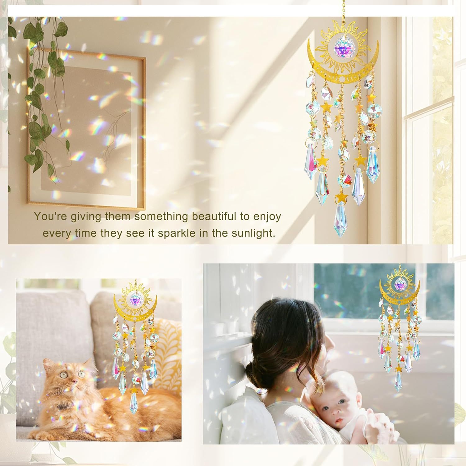 Crystal sun and moon pendant